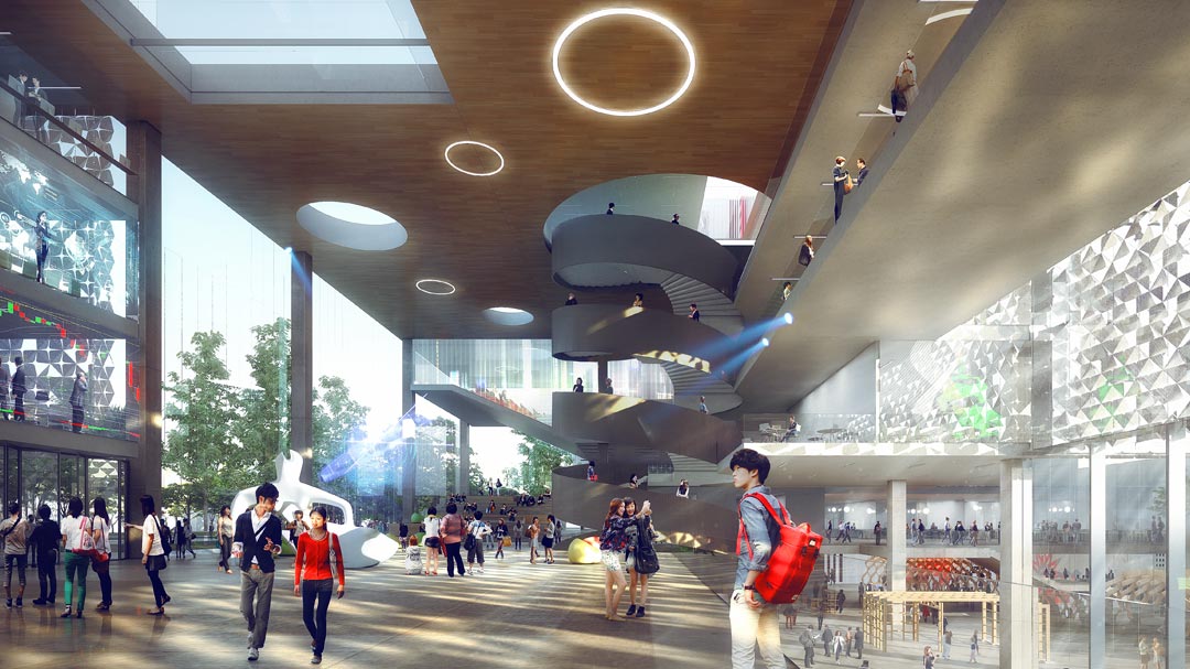 Archviz 3D rendering 清华大学 北京 中文 建筑学 视频 Architecture Animation | HASSELL - Tsinghua University Research Building architectural communications axonometric explainer video archviz multimedia playhou.se