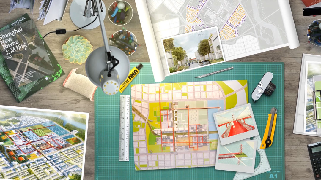 Architects Desk Urban Planning Presentation | MVRDV Tongzhou Eco-Campus  通州生态园区 beijing china 2D multimedia 3D animation motion graphics after effects video archviz visual storytelling architectural communications Playhou.se playhouse