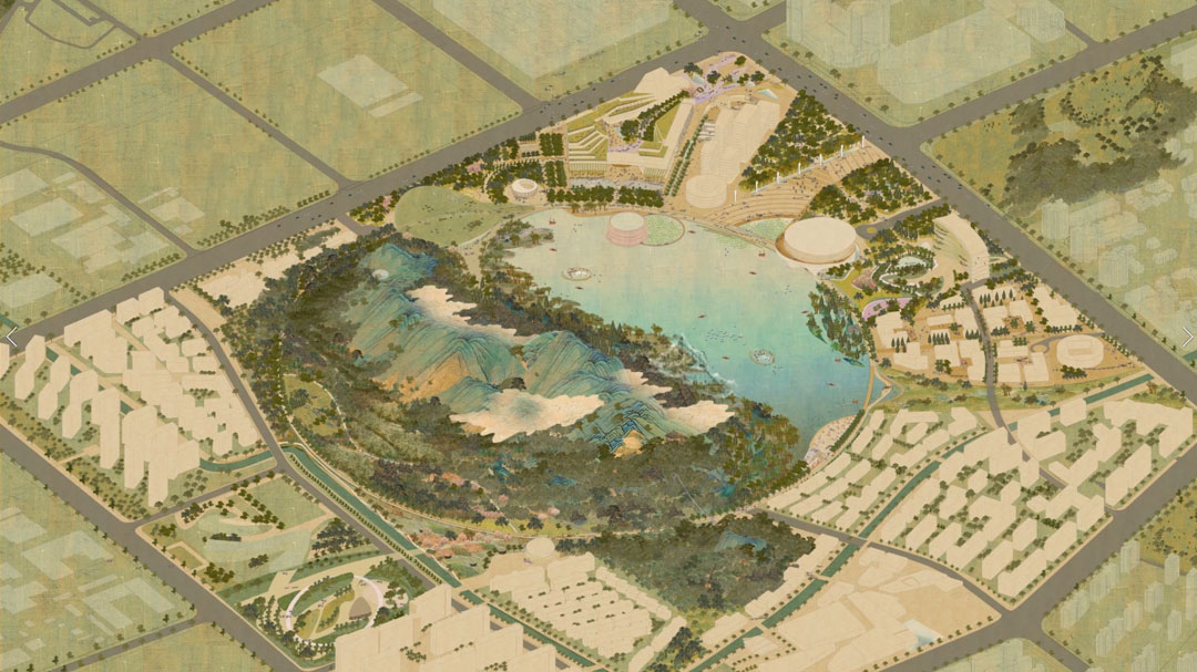  Urban Landscape Design Animation | Tom Leader - Lion Mountain Park 狮山公园 苏州 中国 suzhou china ancient chinese painting axonometric axo urban planning landscape architecture design architectural communications visual storytelling 2D 3D multimedia Playhou.se Playhouse